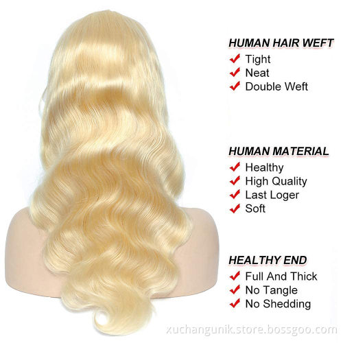 Uniky 13x4 180 density 40 30 inch virgin 613 peruvian deep wave wig human hair wig blonde full 613 deep wave lace frontal wig